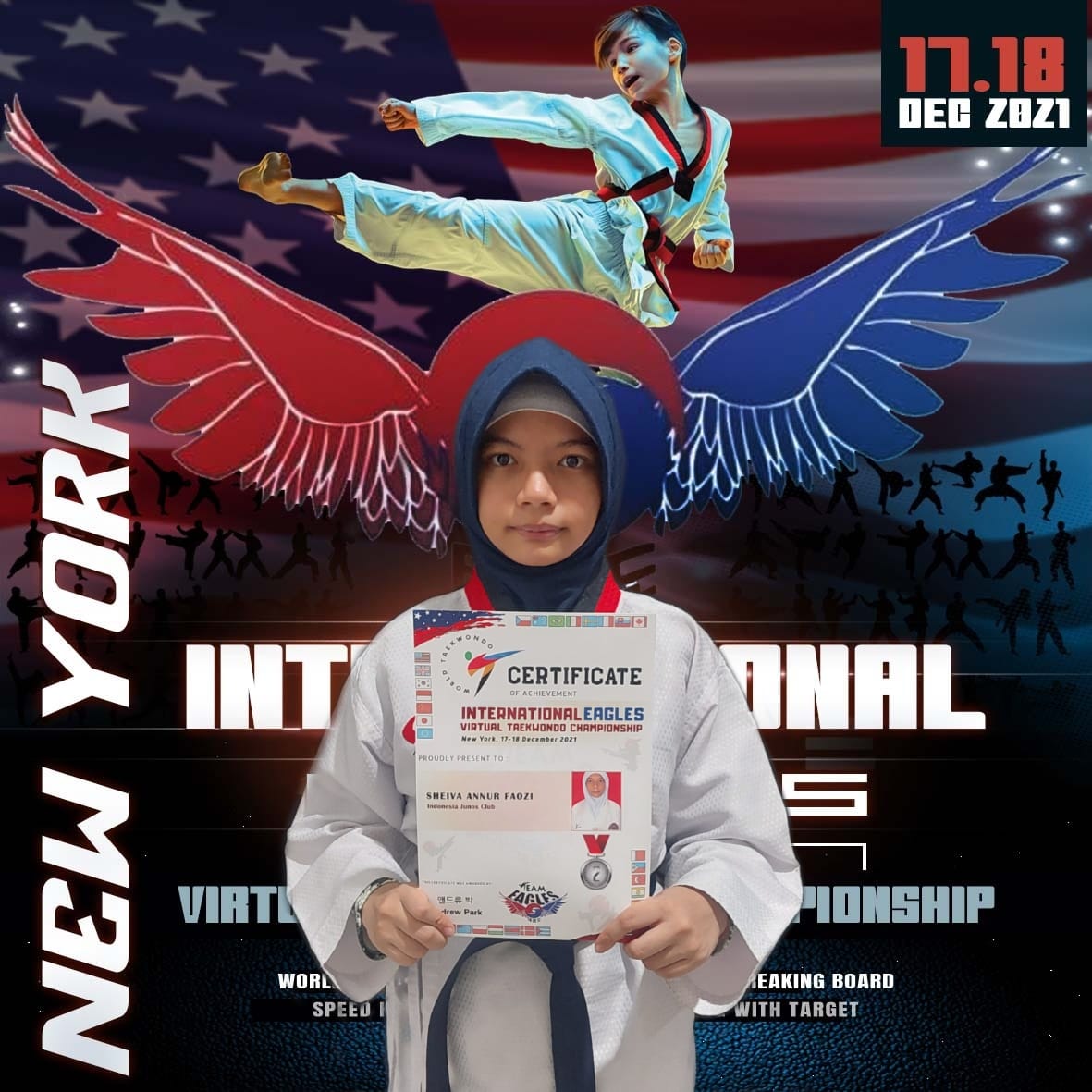 Sheiva Annur Faozi Raih Juara American Eagle Taekwondo